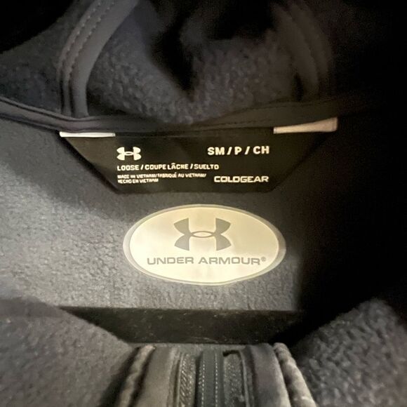 Under Armour Navy Vest Gray ColdGear Hooded Fleece Vest - Picture 5 of 8